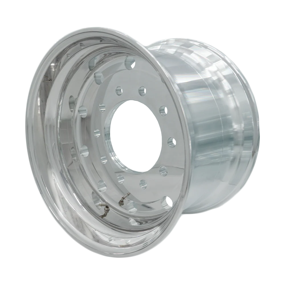 Super Single Wheels 22.5x14 Forged Aluminum Rims Flat Face Polished Hub Pilot