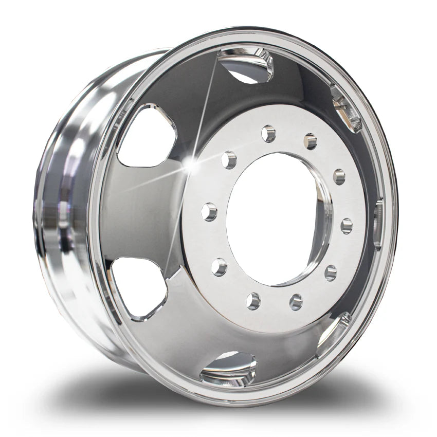 Truck Wheel 24.5 x 8.25 Kenworth Stylized Rims - Polished Both Sides