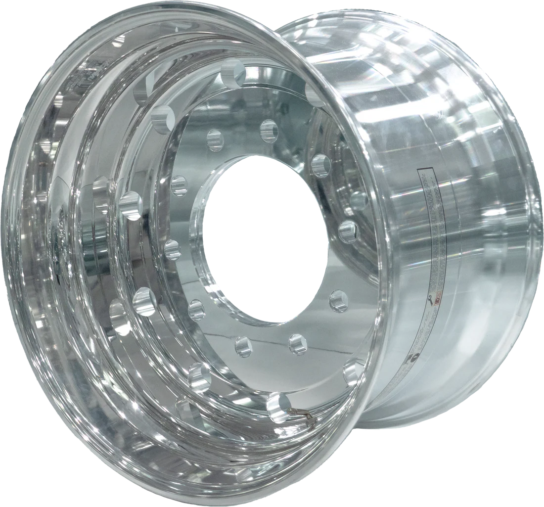 Super Single Wheels 22.5x14 Forged Aluminum Rims Flat Face Polished Hub Pilot